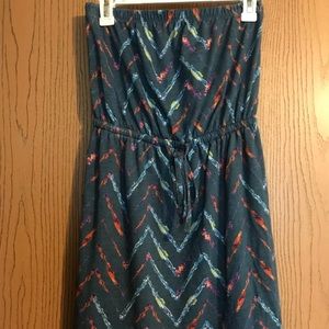 Casual strapless dress - blue, medium, EUC